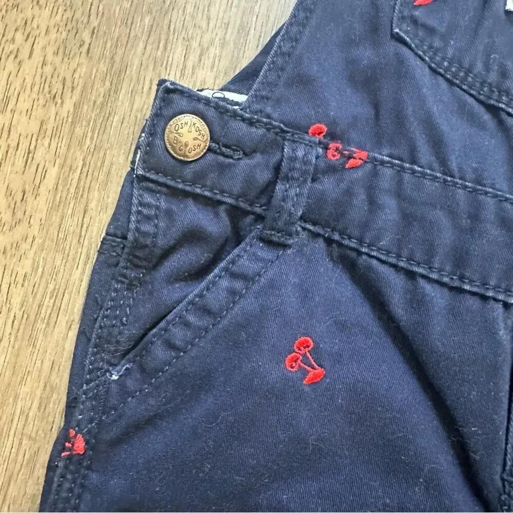 OshKosh B'gosh Overalls Navy Blue w/ Cherry Embroidery 🍒 Size 18m